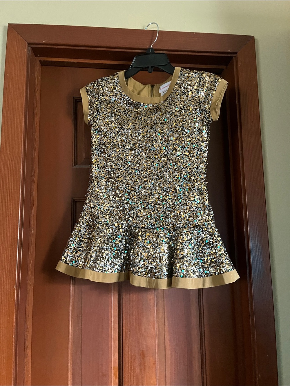 American Girl Gold Sequin Peplum Dress